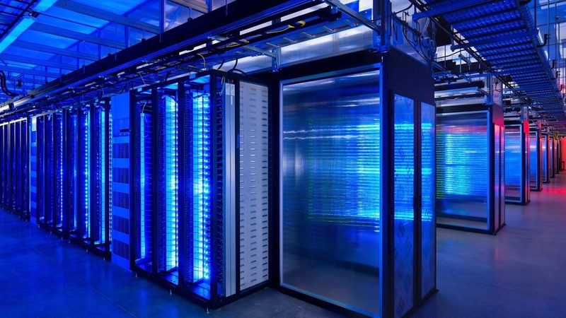 Rows of servers in a data centre